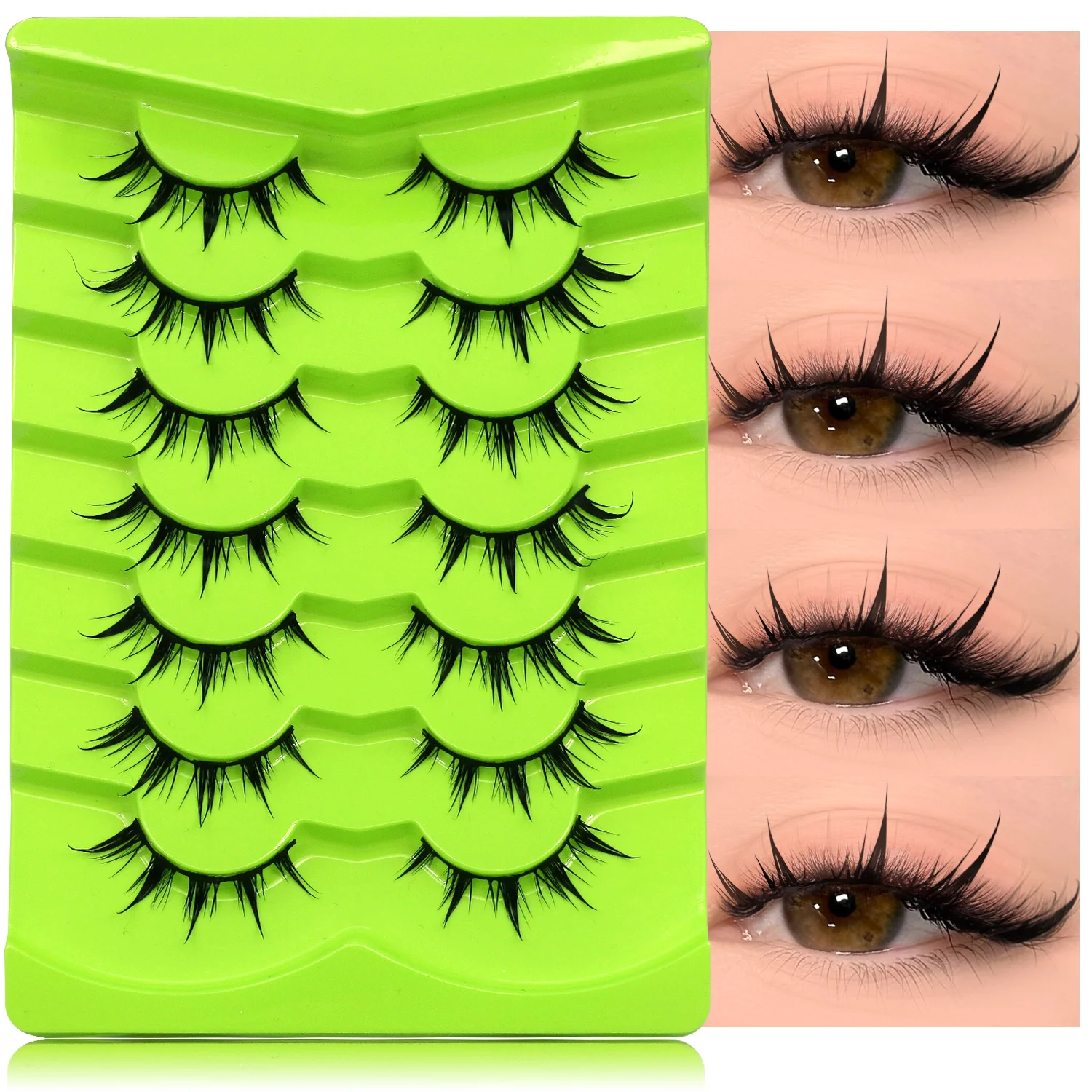 LASVIREY マンガまつげ ナチュラルウェットラッシュ ソフトクロス ナチュラルロングつけまつげ ナチュラルカール ​ ​   3Dフェイクミンクまつげメイク