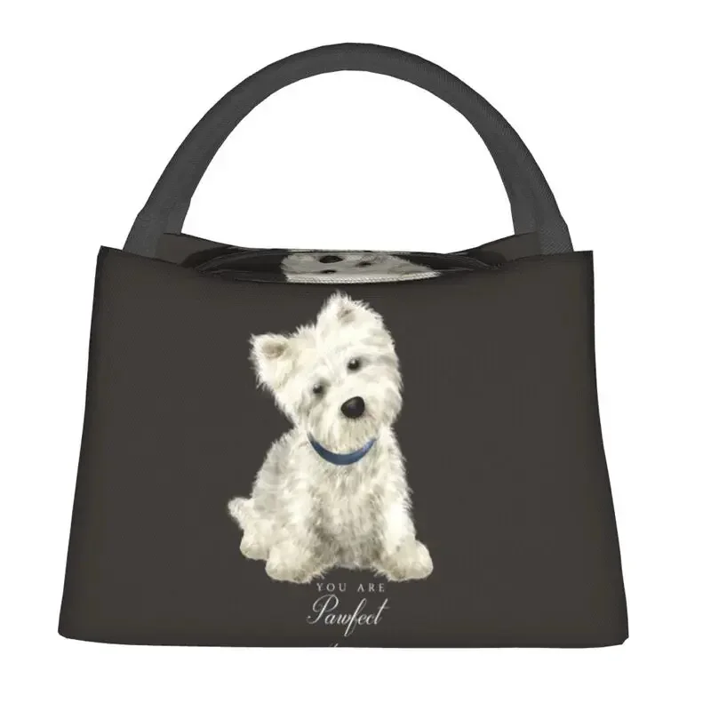 Schattige West Highland White Terrier Hond Geïsoleerde Lunch Tassen Voor Vrouwen Draagbare Westie Puppy Koeler Thermisch Lunchbox Werk Picknick