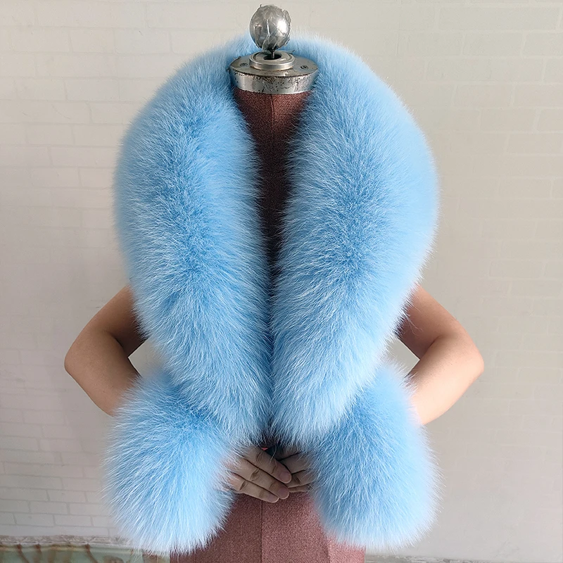 2024 Winter Fur Scarf Women Real Fox Fur Collar And Cuffs Set For Coat Jacket Neck Warmer Scarves Luxury Furry Scarf Shawls