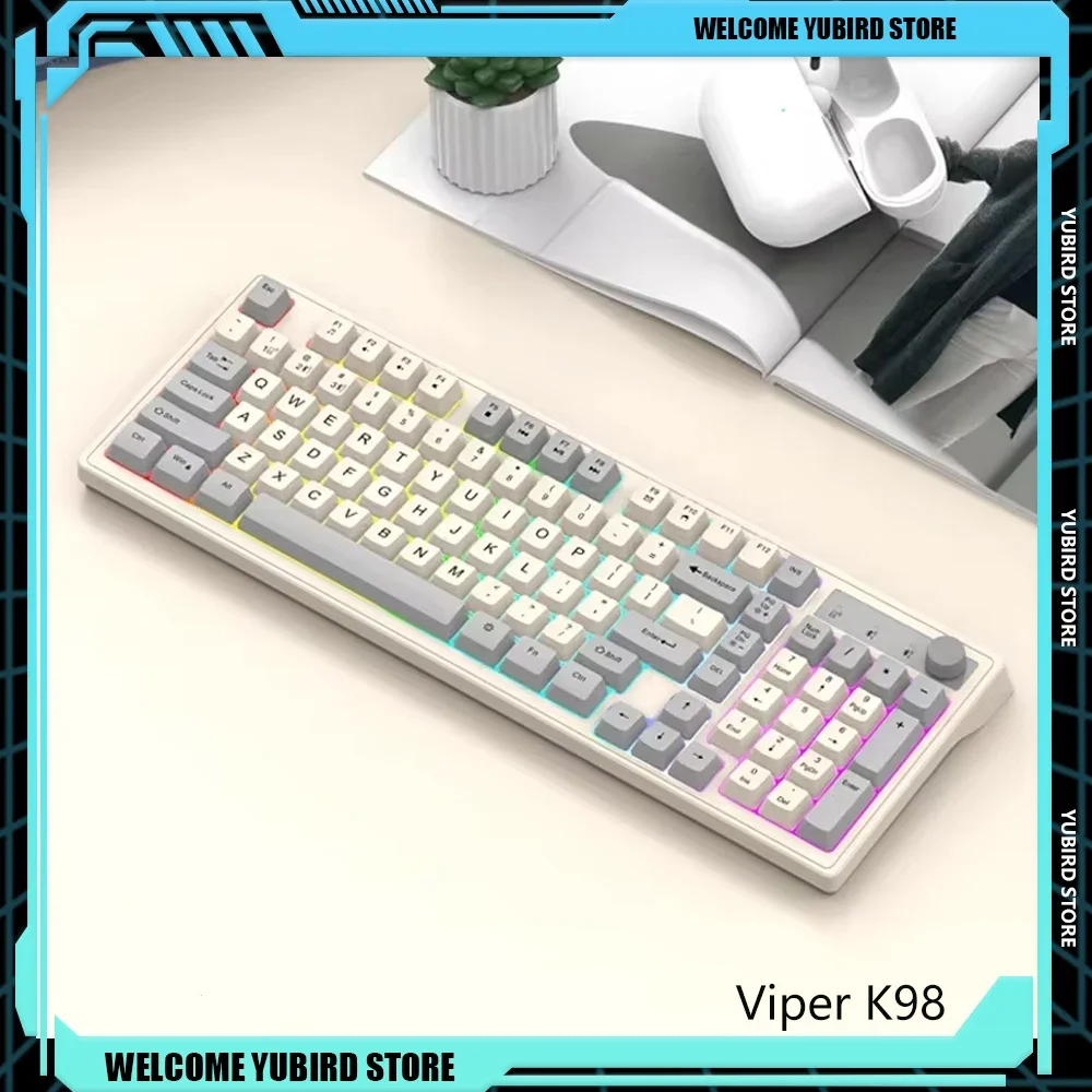 Viper K98 Mechanical Keyboard Dual-mode 2.4G Bluetooth Connection 98key Wireless Keyboard Mechanical Feel Gaming Keyboards Gifts