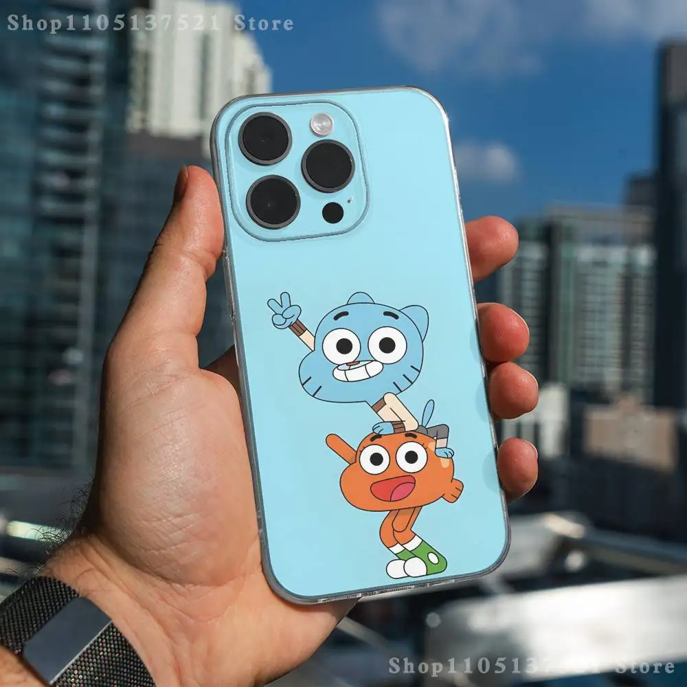 Funda de teléfono G-Gumball y D-Darwin para iPhone 17,16,15,14,13,12,11 Pro,Max,Plus,X,XS,XR,SE4,E Mini funda suave transparente