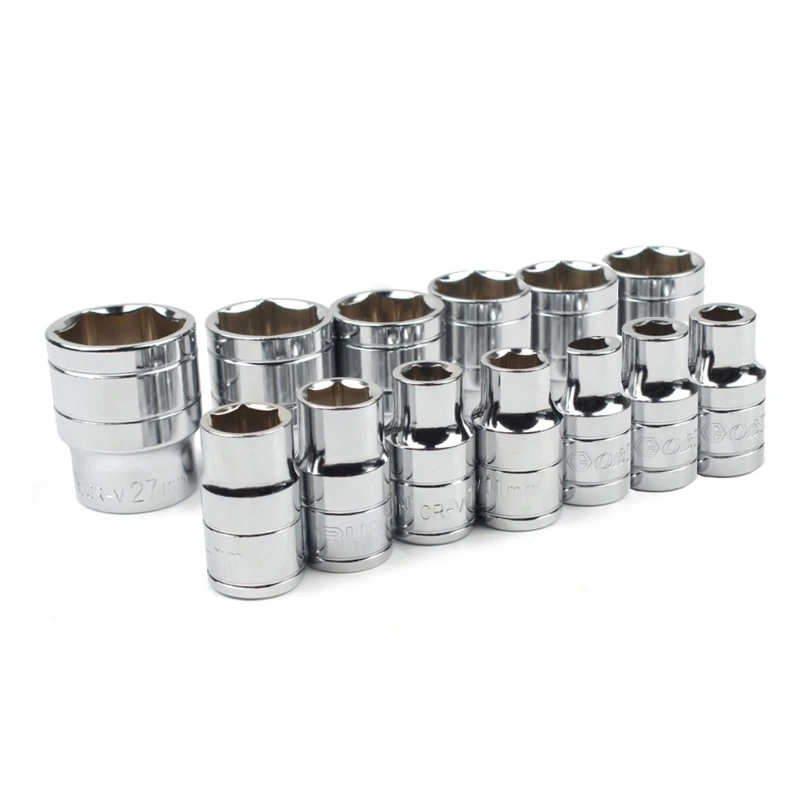 

13 Piece Metric Vanadium Steel Sockets Inch Hexagon Socket Set with Mirror Polish Short Sockets