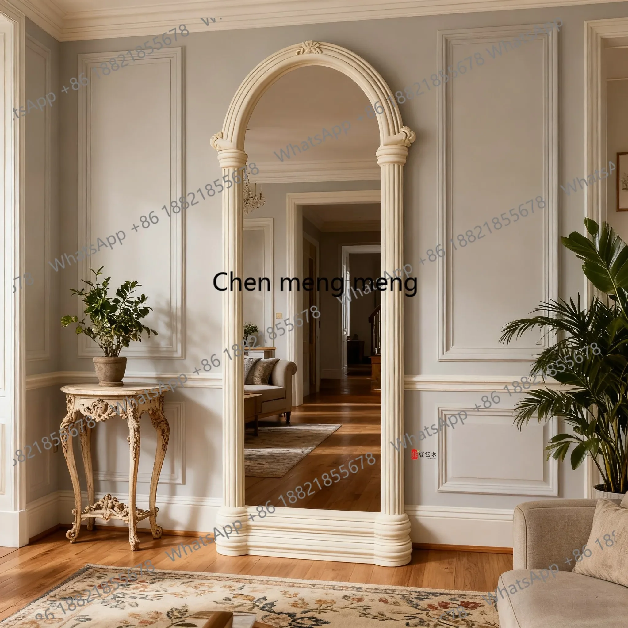French Retro Full-Length American Light Luxury Home Floor Dressing Italian Clothing Store Fitting Mirror