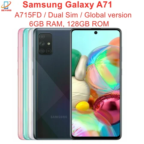 Samsung-Smartphone Galaxy A71, A715ineau, téléphone mobile, SIM, écran 6.7 pouces, 6 Go de RAM, 128 Go de ROM, Snapdragon, Octa Core, 4 caméras, NDavid, persévérance 4G, version internationale