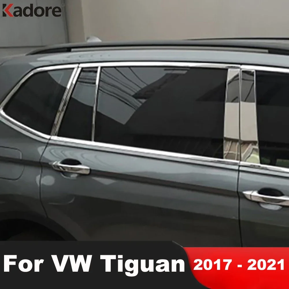 フォルクスワーゲンvwティグアン2017-2018-2019-2020-2021用-スチール製ミドルピラーストリップアクセサリー、カーウィンドウセンターピラーポストカバートリム