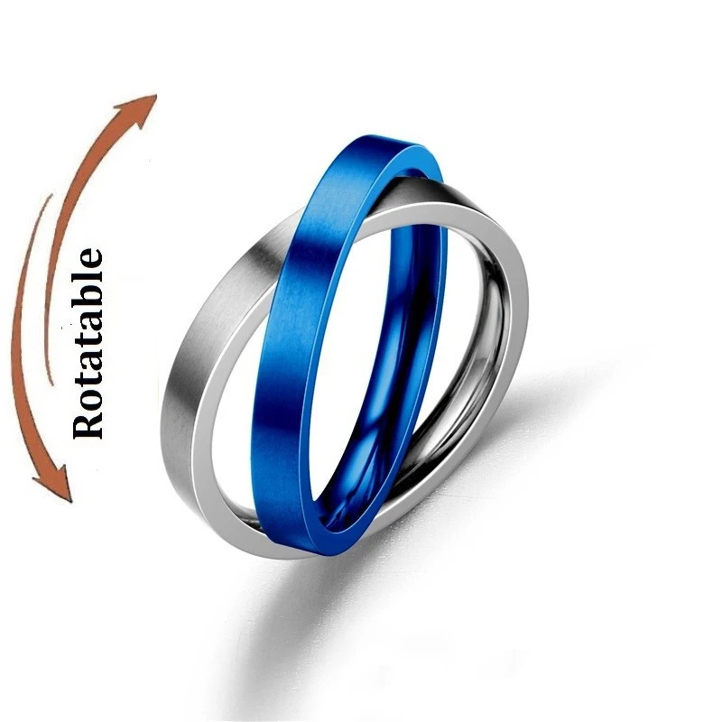Anti Stress Angst Fidget Spinner Paar Ringe Frei Drehen Schmuck für Männer Frauen Edelstahl Knuckle Ring Hochzeit Bague