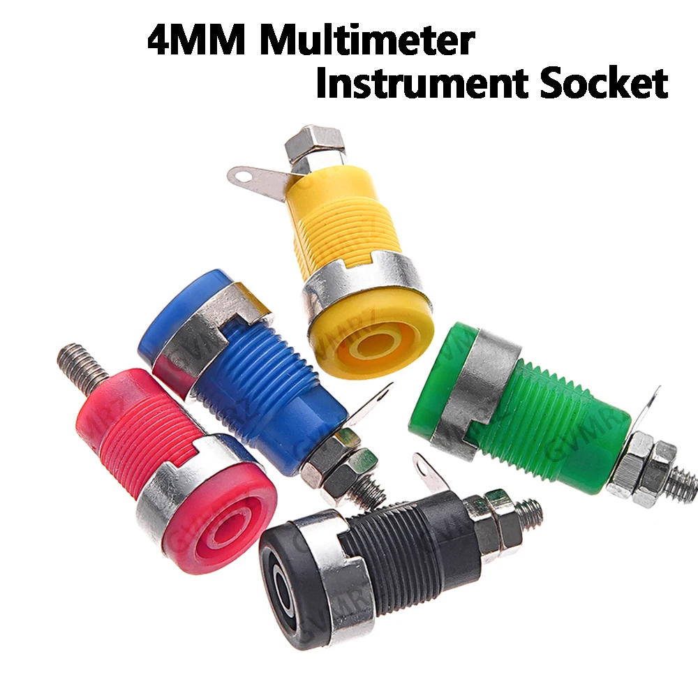 5PCS 4MM Multimeter Instrument Socket Green Black Red 4MM Binding Post Banana Socket Panel Mount Test Probe Connector