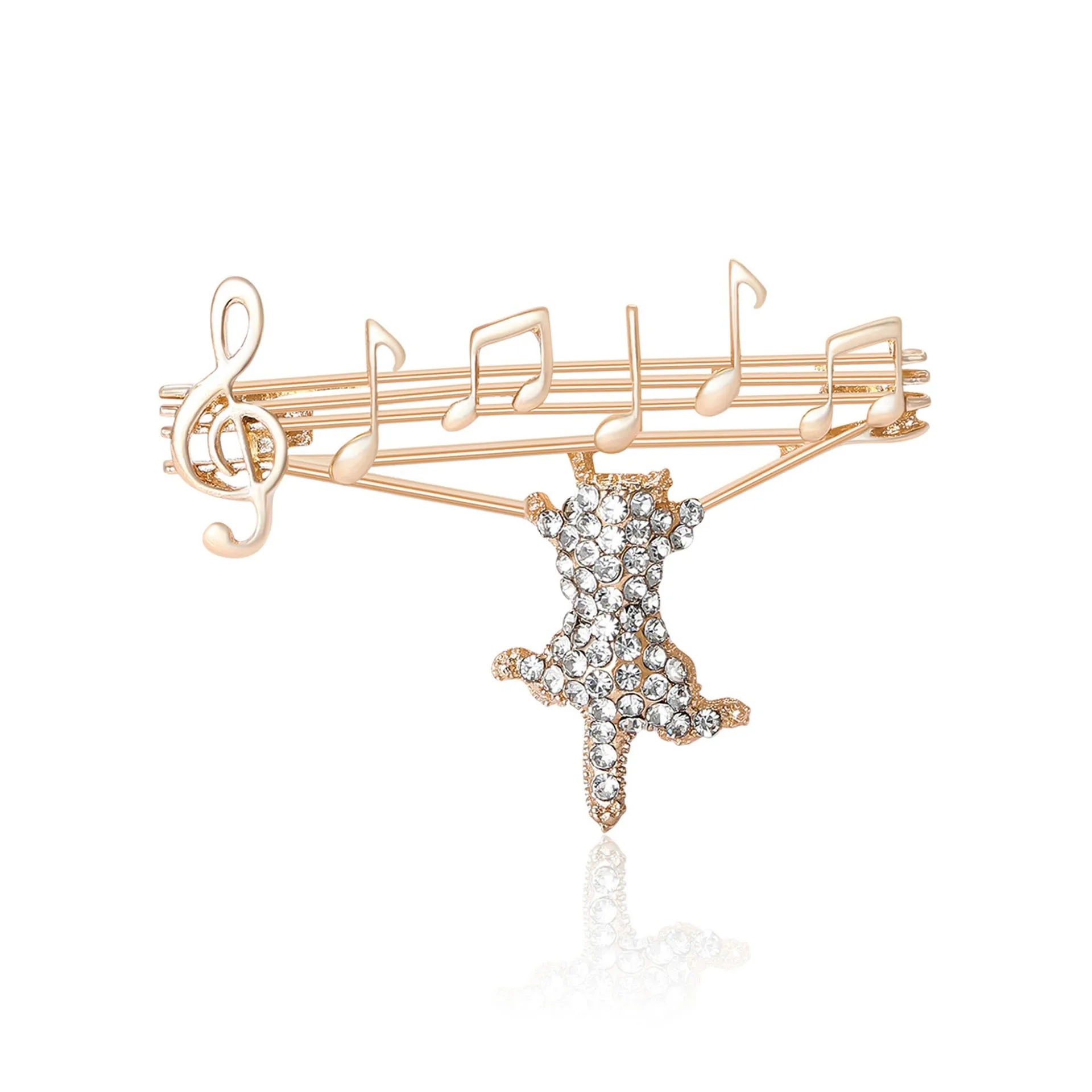 Rhinestone Note Brooches for Women Unisex Enamel Piano Music Notation Pins Banquet Party Backpack Gifts Jewelry Accessories