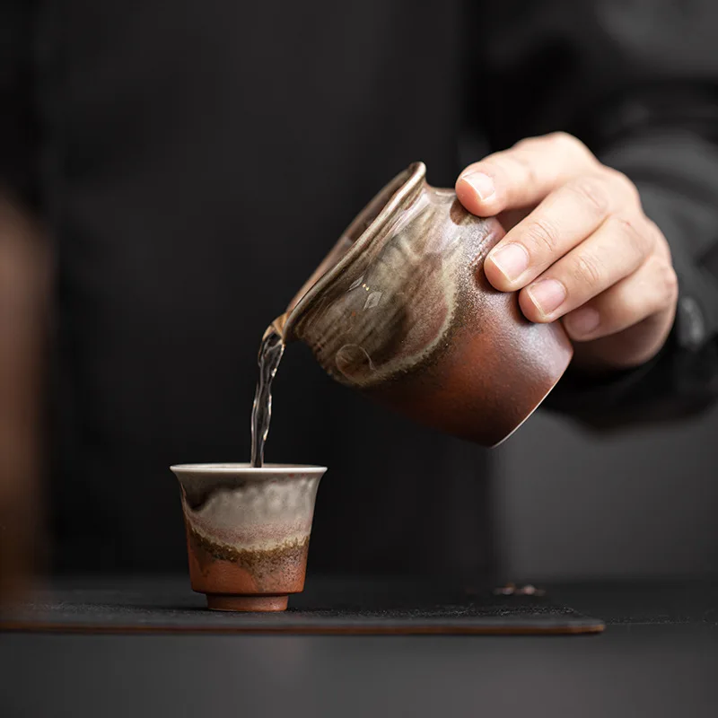 Firewood Glaze Antique Pitcher Gong Dao Bei Handmade Coarse Pottery Tea Serving Pot Fair Mug Ceramic Household Cup Kung Fu Set
