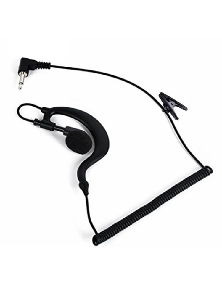 3.5mm Ear Hook Headset for Walkie Talkie Single Ear Radio Earpiece with Clip Single Earphone with Coiled Cable