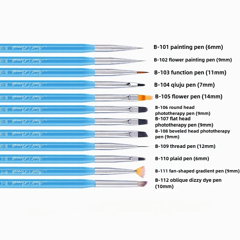 Custom Nail Art Brush 3D Nail Design Ova Polygel Transparent Coffee Acrylic Nail Art Tool Pen Set