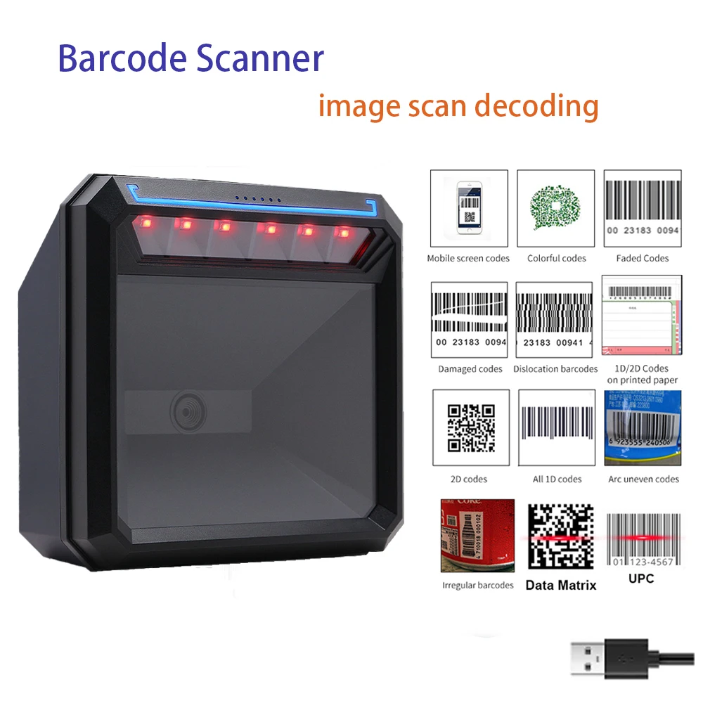 desktop barcode scanner com plataforma omnidirectional sense automatico 1d 2d qr code data matrix usb de alta precisao bar code reader 2d 01