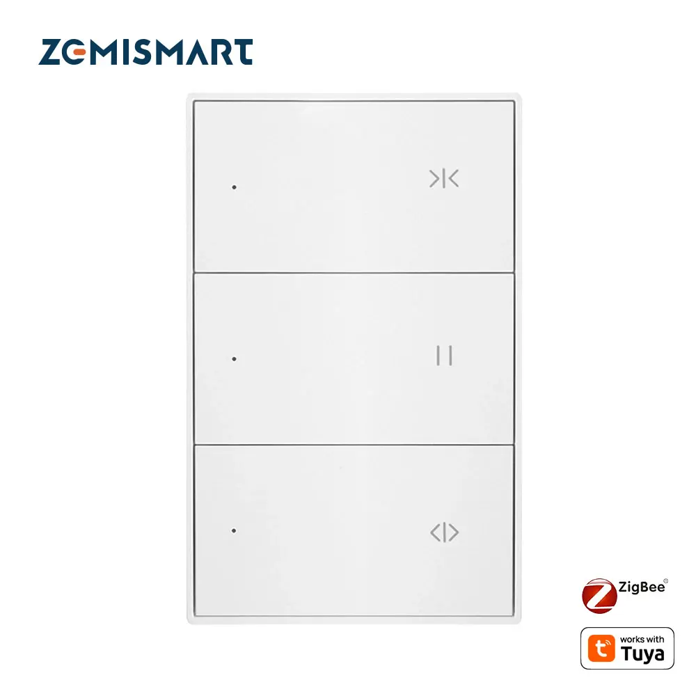 Zemismart Zigbee Curtain Switch for Electric Roller Shade US Shutter Switch with Percentage Control Work with Tuya Alexa Google