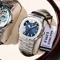 POEDAGAR Stainless Steel Watch Men Luxury Brand Business Luminous Waterproof Male Clock Square Calendar Men Quartz Wristwatches