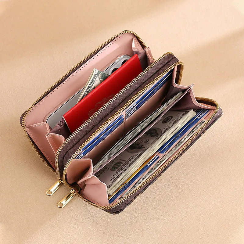 Wallet Women\'s Long Handbag Purse New Fashion Large Capacity Double Zipper Mobile Phone Bags Cards Holder Printing Clutch Bag