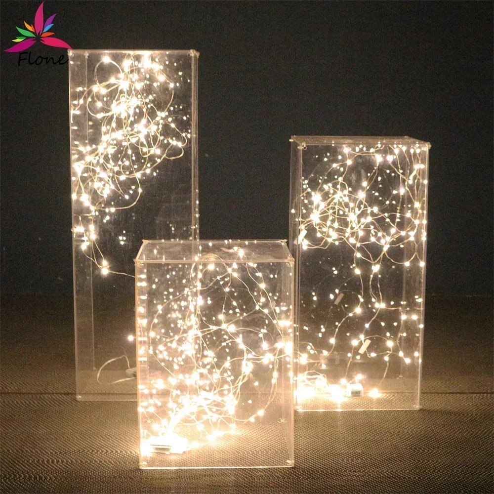 Acrylic Transparent Road Lead with LED Light for Wedding Party Stage Table Centerpieces Folding Column Flower Stand Decorations