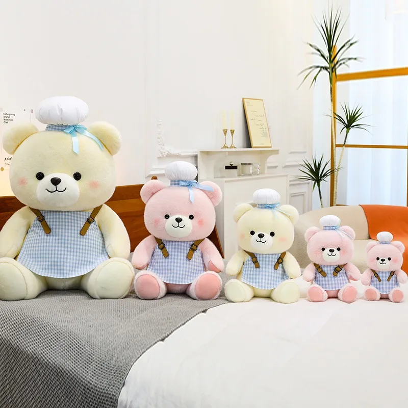 Lindo mono Kawaii Chef oso de peluche muñeco de peluche oso de peluche regalo de cumpleaños para niños al por mayor Adorable muñeco relleno suave
