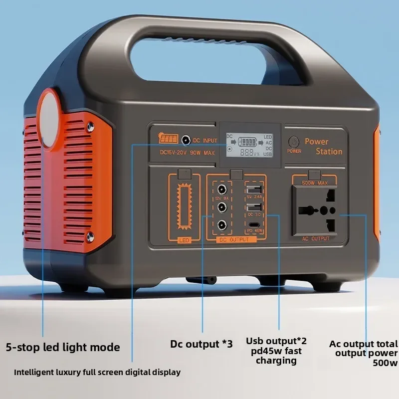 Centrale elettrica portatile Powerstation da 500 W con prese CA Batteria LiFeP04 da 460 Wh per camper da campeggio all'aperto