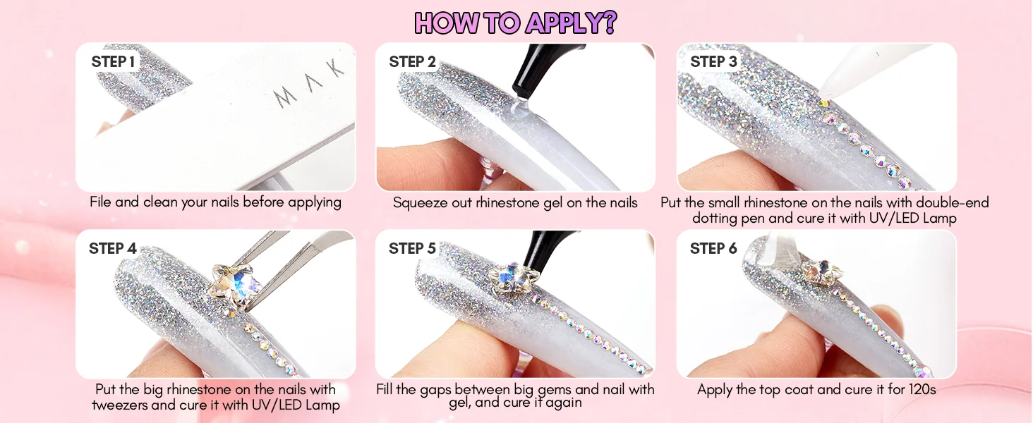 2PCS Nail Rhinestone Glue for Nails ,Makartt Super Strong Gel Glue for Rhinestones,3D Art Charm Decorations Bling Gem Bow Jewels