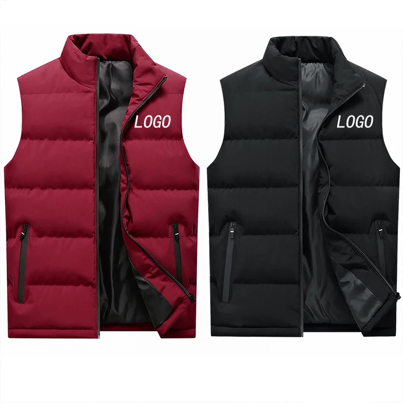 

Custom LOGO Men Vest Autumn Jackets Thick Vests Man Sleeveless Coats Male Warm Cotton-Padded Waistcoat Men Gilet Veste Hommes Cu