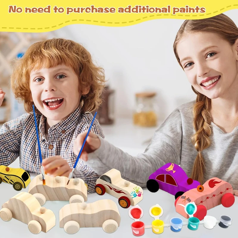 42 Unfinished Wooden Cars Crafts Painting,Suitable For Kids Family Activities Art Crafts Projects, Woodworking Gifts