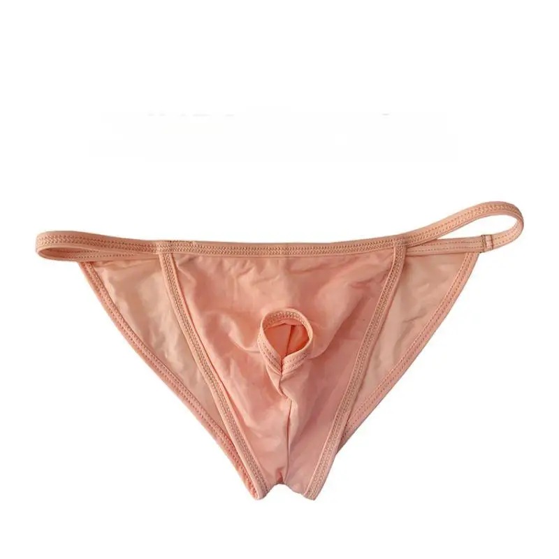 

Thin Men's Underwear Bullet Separation Ice Silk, Sexy Personality, Slightly Transparent Half Wrapped Hip Bikini Triangle Pants