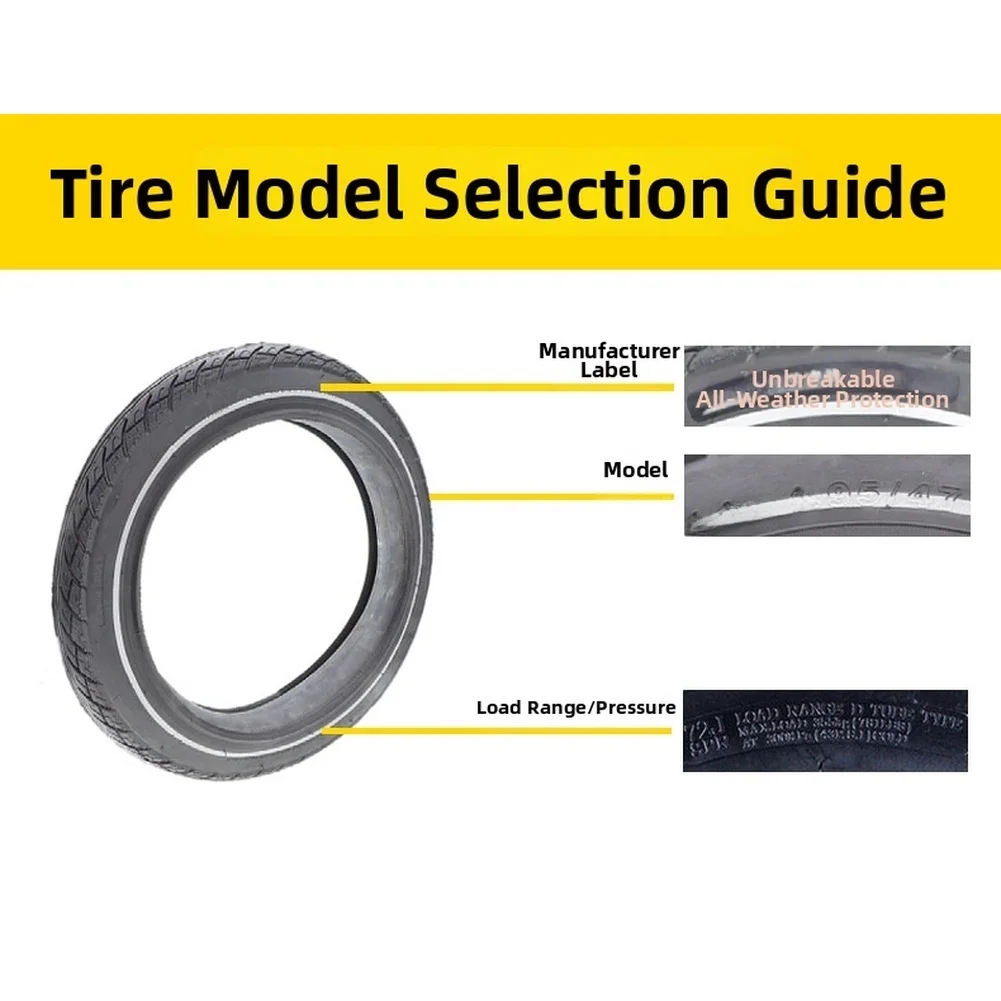 14x1.95 puncture for proof For folding electric bike tire with reflective strip and shock absorption for comfortable rides