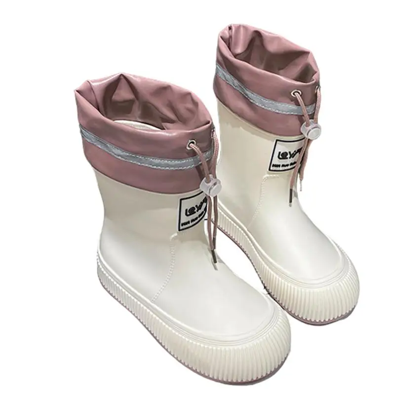 Bottes de pluie mi-mollet coordonnantes pour femmes, chaussures de travail robustes, chaussures de jardin, mode