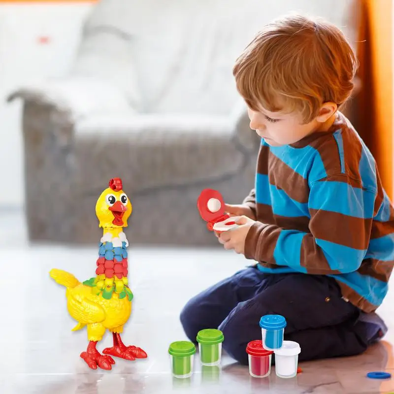 Modeling Clay For Kids Colored Dough Feather Chicken Toy Simulate Egg-laying Hen Model Game Fun Feather Filling Hen Model