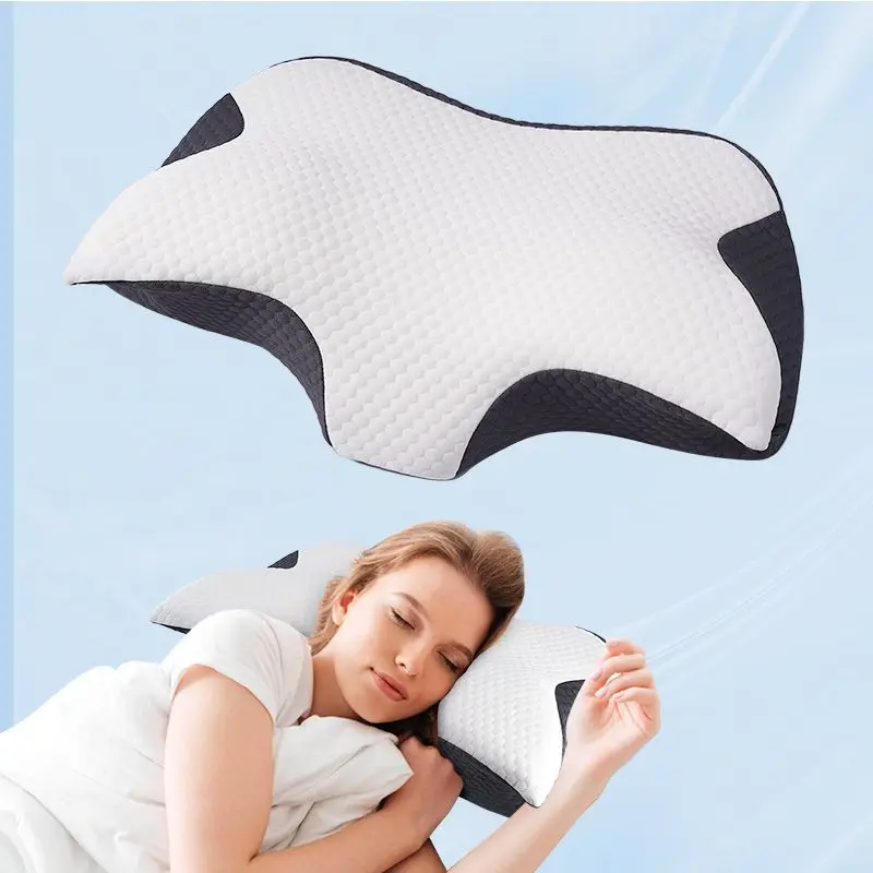 Ergonomic Cervical Memory Foam Pillow Orthopedic Contour Neck Support For Side Back Stomach Sleepers Breathable Knitted Cover