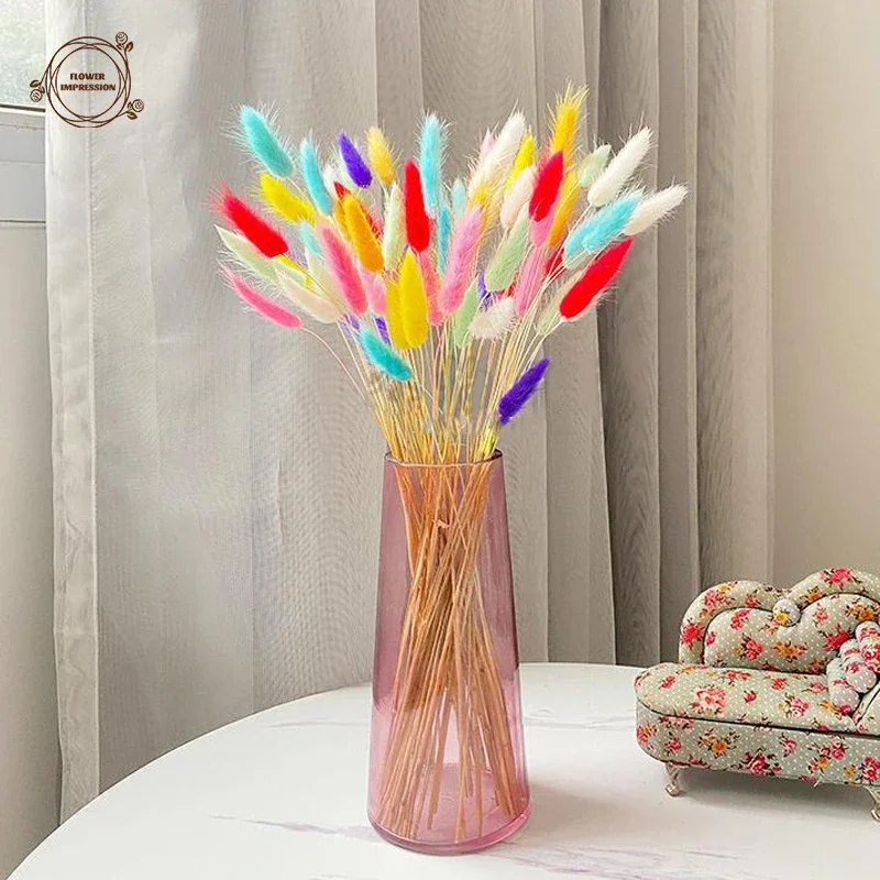 Hierba de cola de conejo seca, mezcla de 60 piezas, flores naturales preservadas, ramo de Decoración de mesa de boda, arreglo de flores para el hogar