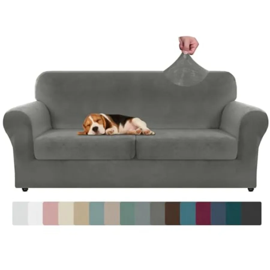 

Очень большой велюровый чехол для дивана из 3 частей с 2 дополнительными большими чехлами для подушек, эластичный чехол для 2-местного дивана, чехол для дивана I Love Sofa