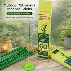 Bâton d'encens anti-moustiques citronnelle, naturel, sûr, extérieur, jardin, arrière-cour, pêche, camping