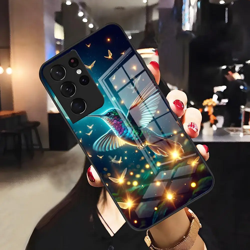 Colorful Bird Hummingbird Phone Case For Samsung A25 A13 A33 5G A54 A36 A35 A56 A52 A14 Shockproof Glass Cover