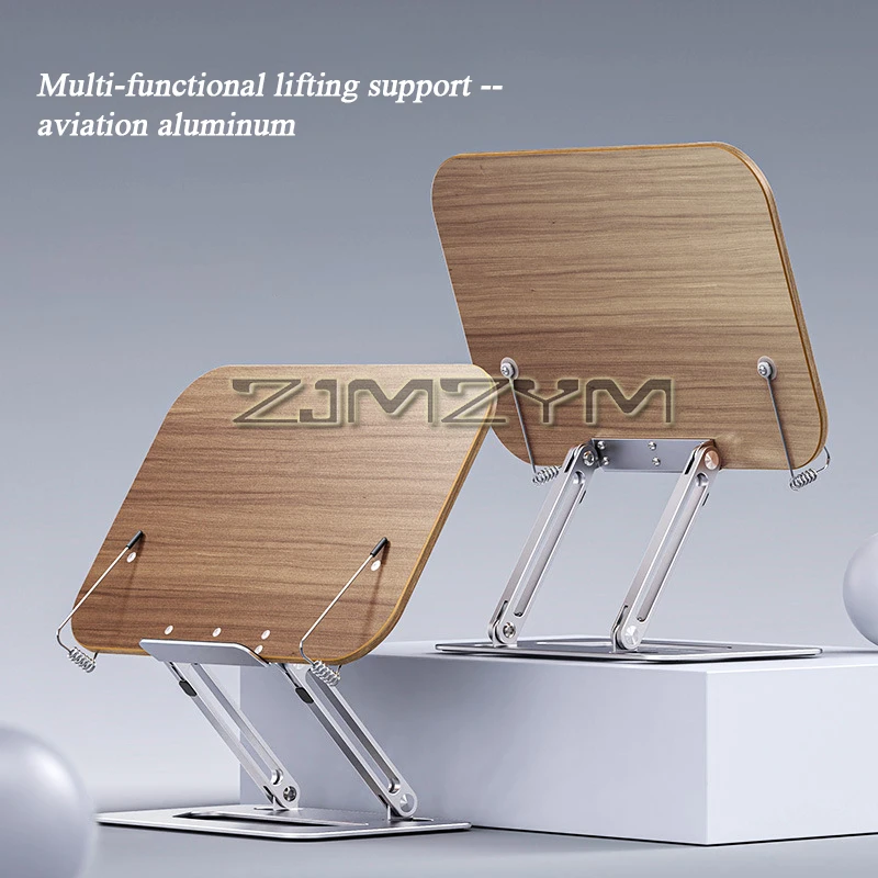 Desktop Lift Reading Shelf Double-bar Aluminum Alloy Multi-functional Adjustable Reading Stand with Page Clips