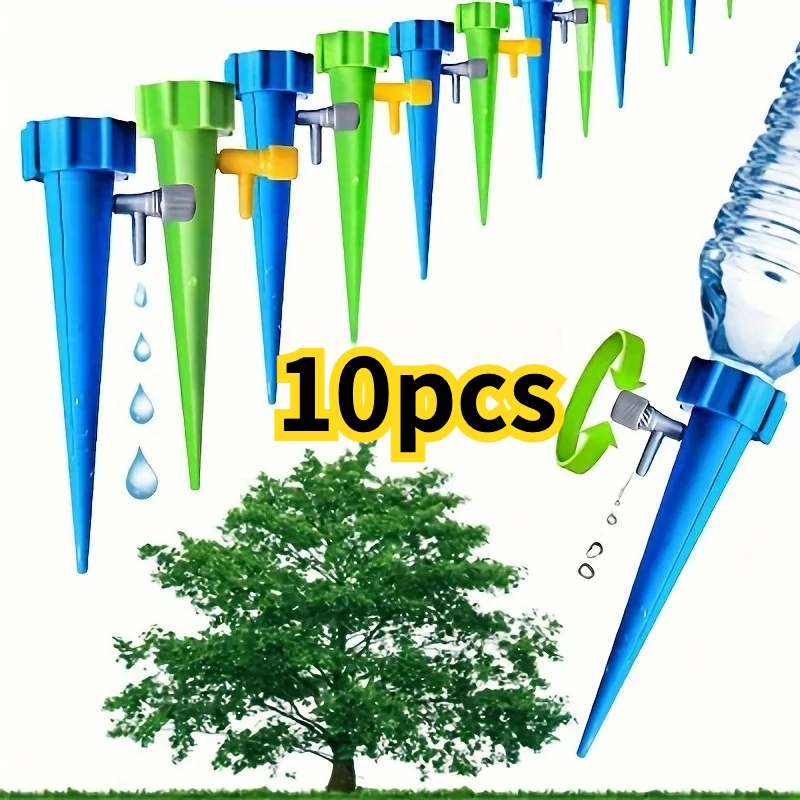 10 Automatic Water Spray Adjustable Plant Watering Nozzles with Slow-release Control Valve Switches, Outdoor and Vacation Lazy