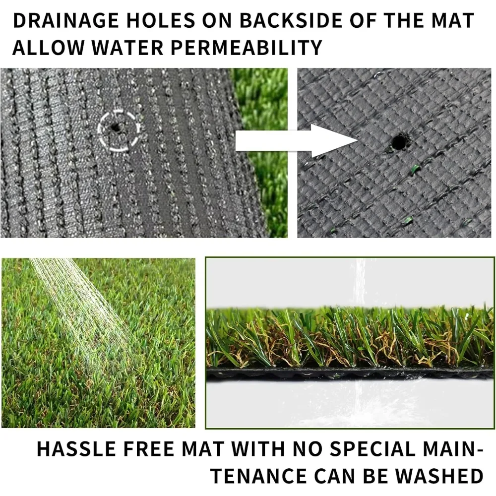 سجادة عشب وهمية واقعية مع تصريف 4FTX13FT داخلي خارجي حديقة حصيرة العشب الاصطناعية سجادة من الحديقة حصيرة للكلاب #3