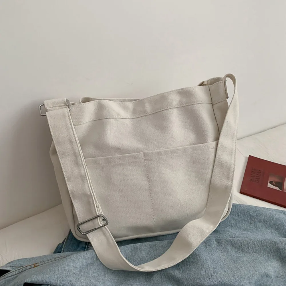 

Crossbody Bags Solid Color Canvas Tote Bag Large Capacity Commuting Women Handbag Simple Casual Student Shoulder Bags Casual