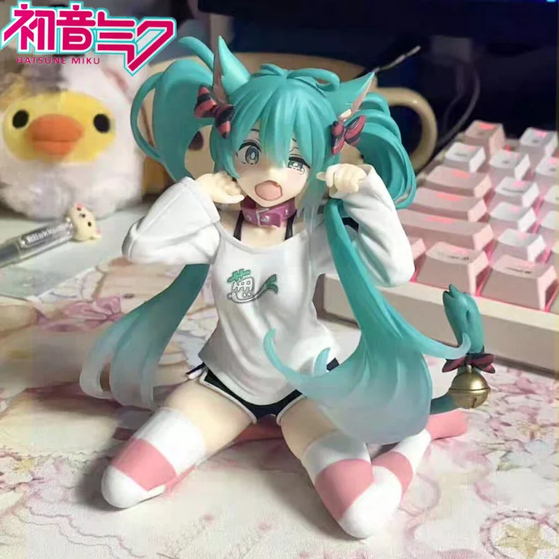 

Оригинальные игрушечные фигурки Taito Dc Vocaloid Hatsune Miku с милыми кошачьими ушками из ПВХ, Аниме фигурки, модели игрушек