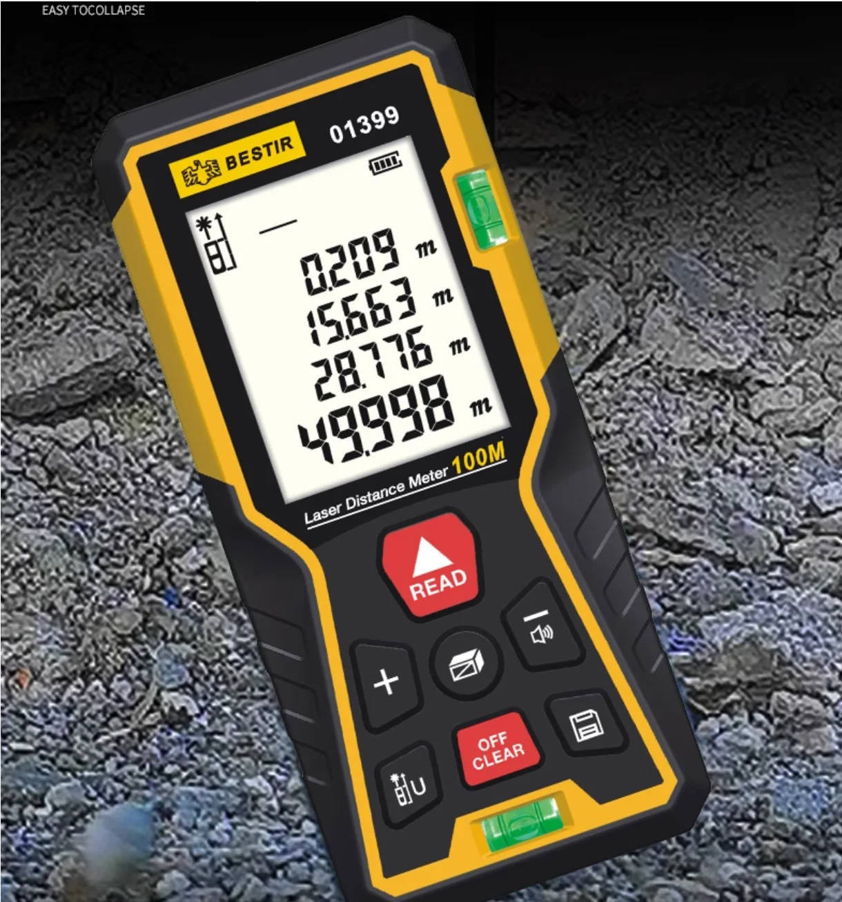 

BESTIR tool 1.5V 2xAAA laser distance Area volume meter 40M 50M 70M 100M Sound On battery life:8000times 2 level 630-670nm