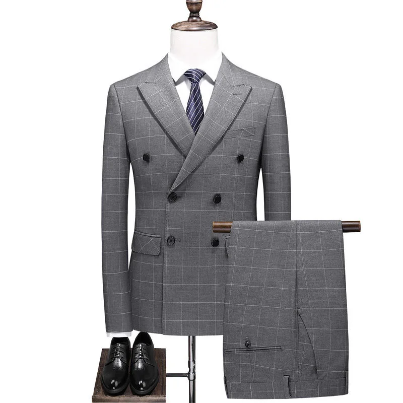 

57 Groom’s Plaid Suit Jacket Men’s Wedding Suit British Style Plaid Suit