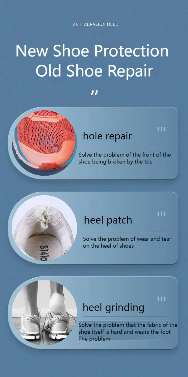 Fersenschutz-Aufkleber, Fersenschutz, Schuhflicken, Schuhreparatur-Set, Sport-Einlegesohlen, Sneaker-Klebeaufkleber, Schuhreparatur, Fußpflege – Detail 2