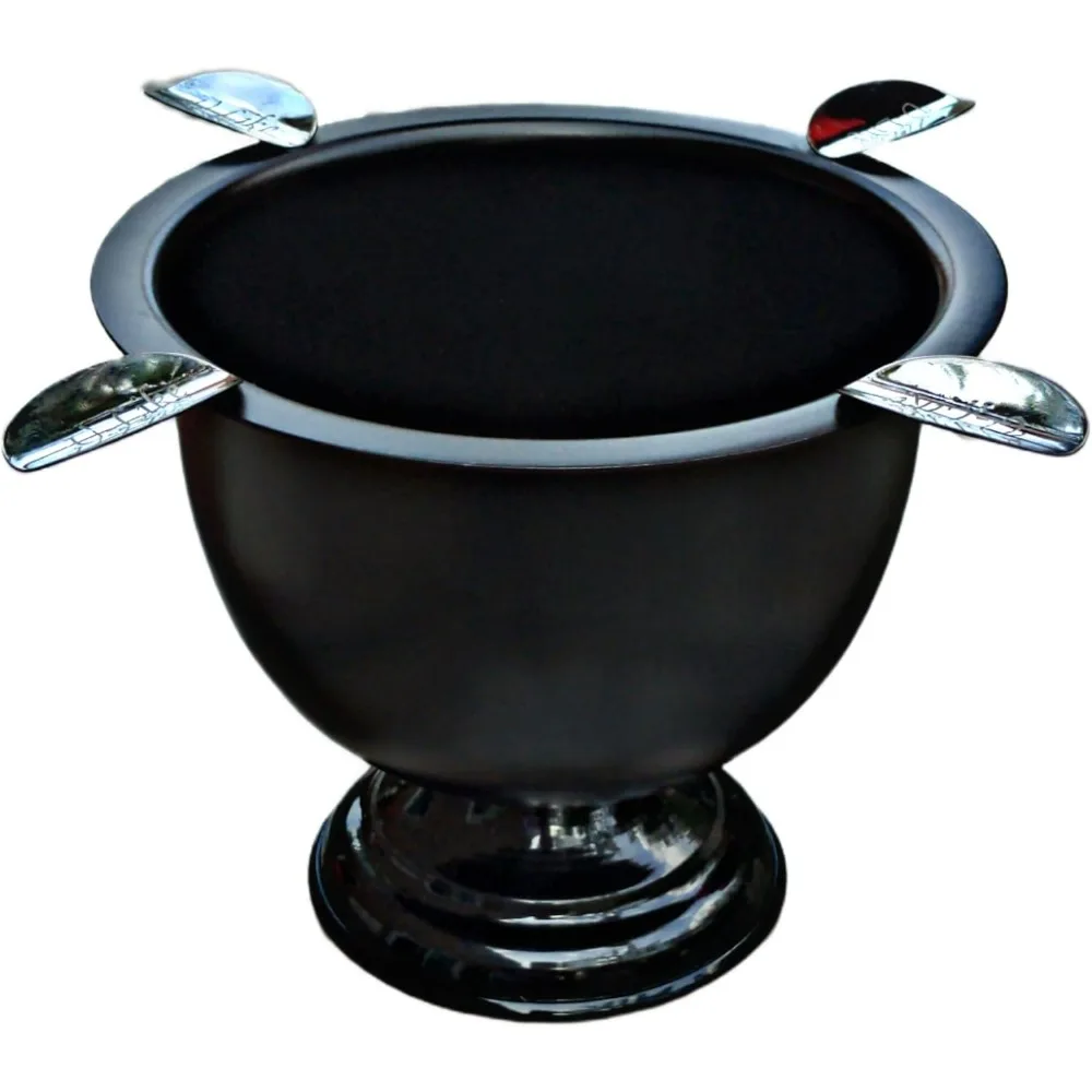 

Пепельница из железного металла с высокой глубокой чашей, термостойкая пепельница с 4 стременами (ЧЕРНЫЙ Глянцевый)