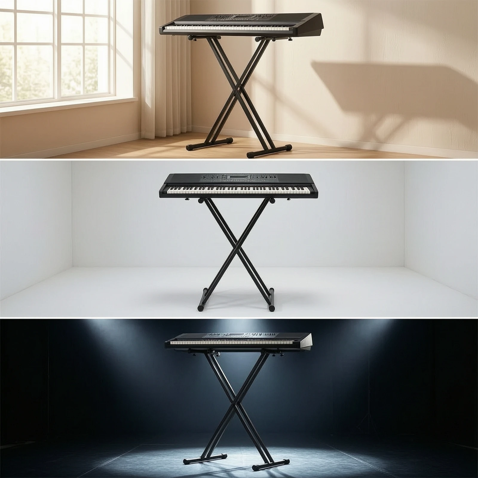 X-Shaped Keyboard Stand Adjustable Height Electronic Keyboard Stand Double-Braced Non-Slip for Keyboardists, Home Studio, Stage view 2