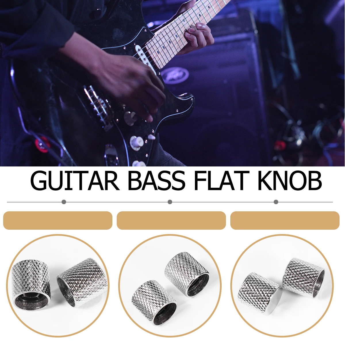 

6 PCS Electric Guitar Knob Tone Replacement Flat Accessories Metal Bass Upgrade