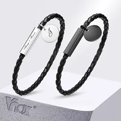 Vnox Free Custom Name Bracelets for Men Women, Small Coin Charm Wristband, Couple Promise Jewelry Gift