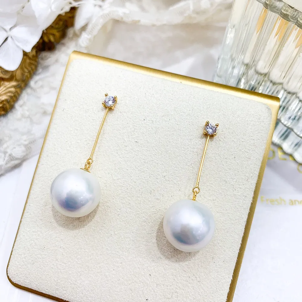 DIY Pearl Accessories S925 Pure Silver Ear Stud Empty Holder Gold Silver Earrings Fit 8-13mm Round E177