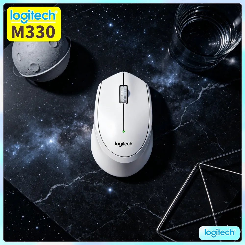 Logitech M330 Ergonomic Wireless Mouse 2.4G Silent Click 18-Month Battery Compact For PC Mac Linux Home Office Laptop Desktop