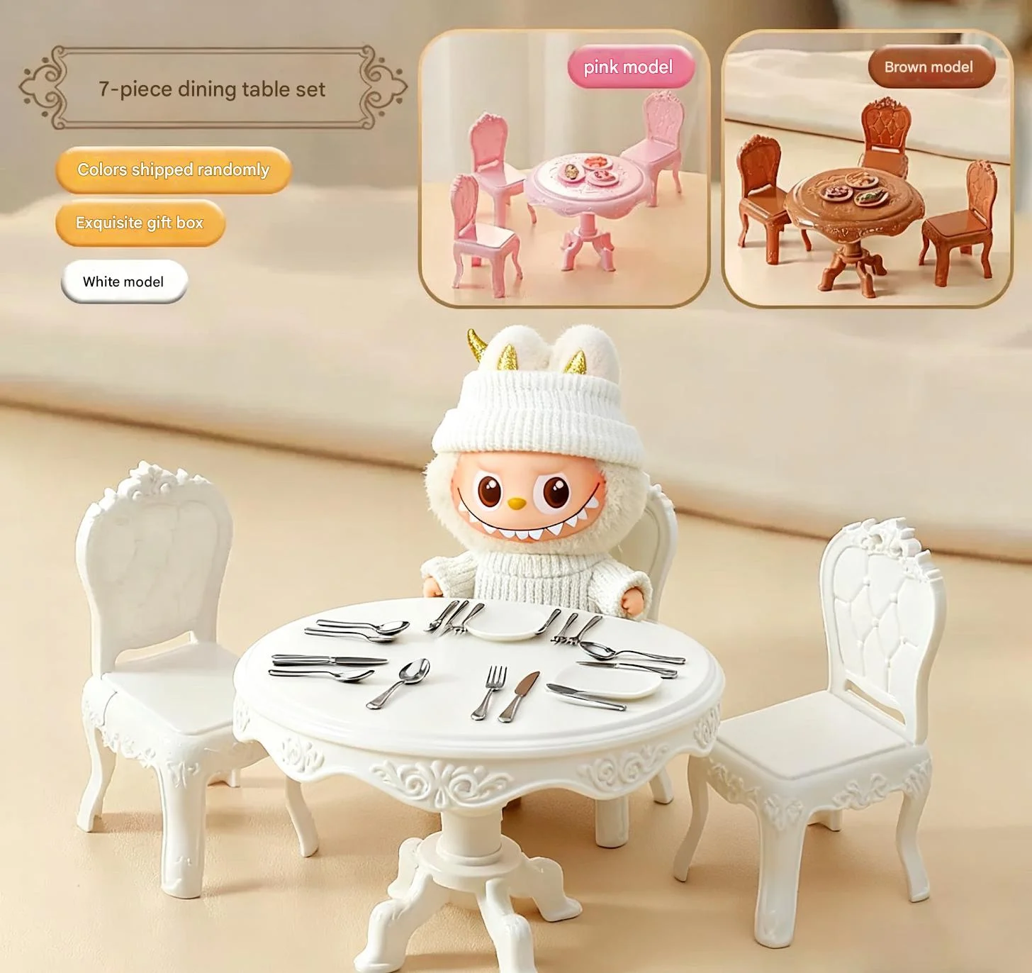 5 szt. Akcesoria do domku dla lalek w skali 1:12, miniatura do domku dla lalek labubu cosas, z scenerią gry rodzic-dziecko (bez lalki)