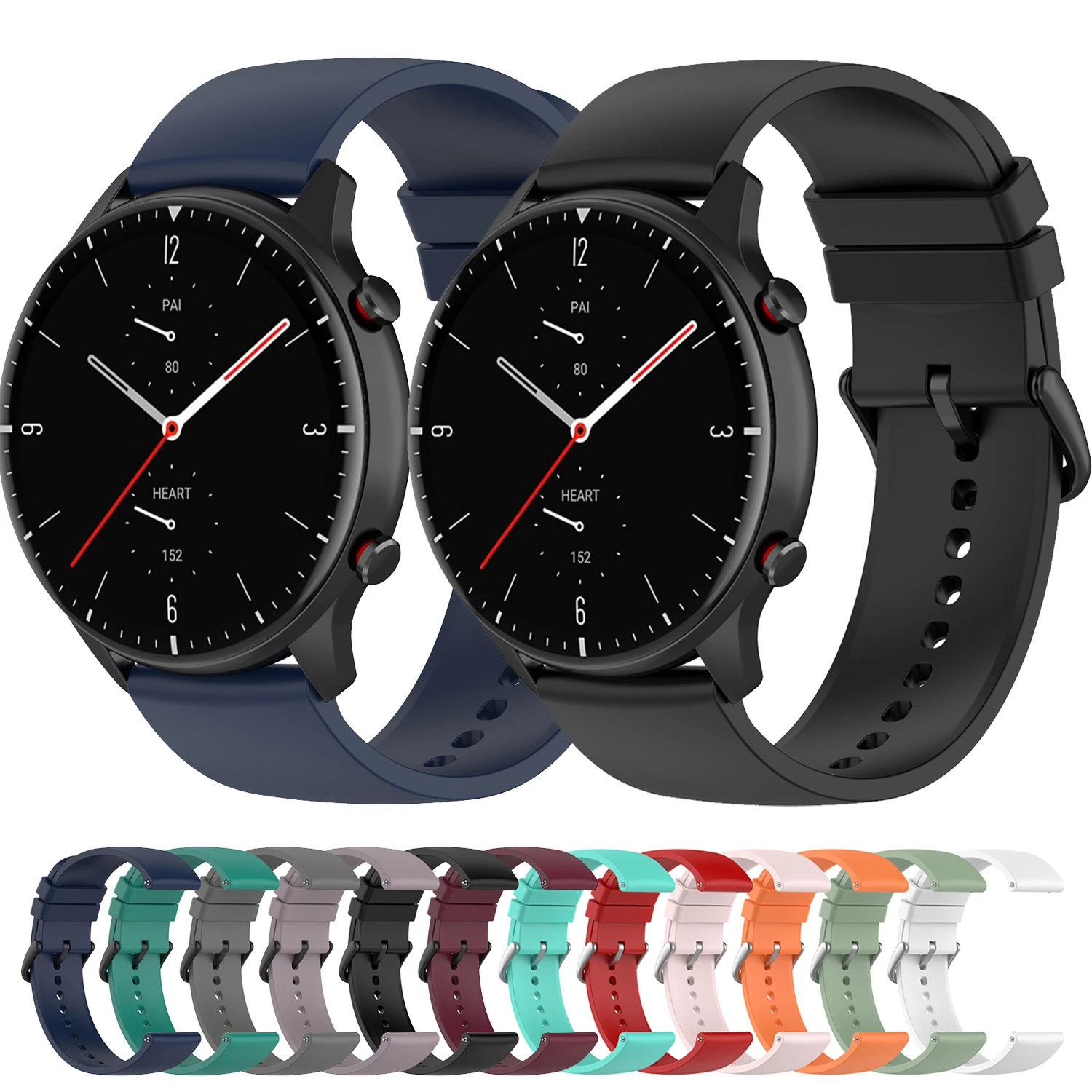 20 22mm Silicone Strap For Samsung Galaxy Watch Active Gear S3 Classic Sports bracelet For Huawei Watch GT 2e Huami Amazfit GTS